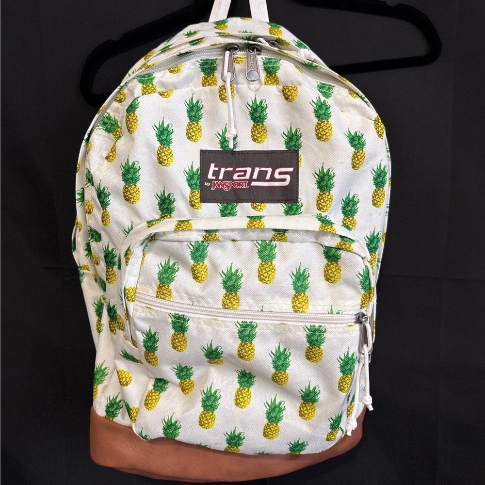 Trans by JanSport Pineapple Print Backpack JS0A33S3 Brown Faux Leather Bottom